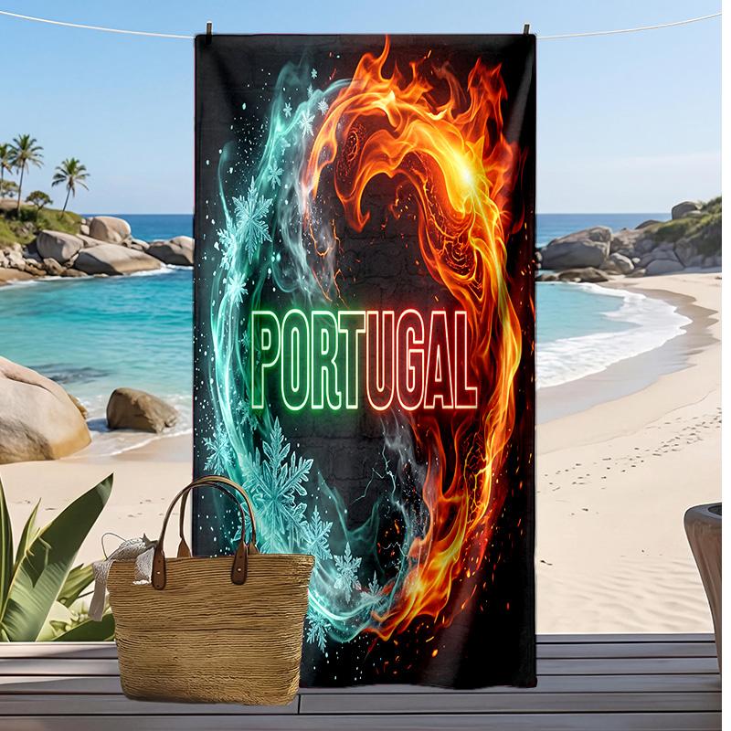 Portugal Football Print Beach Towel Quick Dry Super Absorbent Soft Bath Towel for Swimming Beach Travel Fan Souvenir Gift