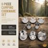 8 Pcs 3-4 Person Cookware Set Stainless Steel Backpacking Cooking Pot Camping Mess Kit  Outdoor