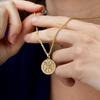 Charm Vegvisir Compass Pendant Necklace Gold/Silver Color Viking Rune Pendant Vegvisir Amulet Gift For Him Her, Viking Jewelry