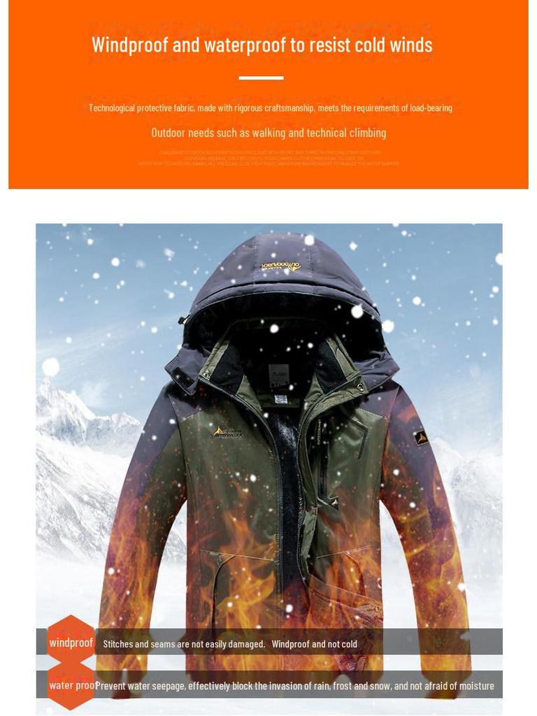 Unisex Outdoor Bergsteigerjacken mit Übergrößenoptionen und Samtfutter