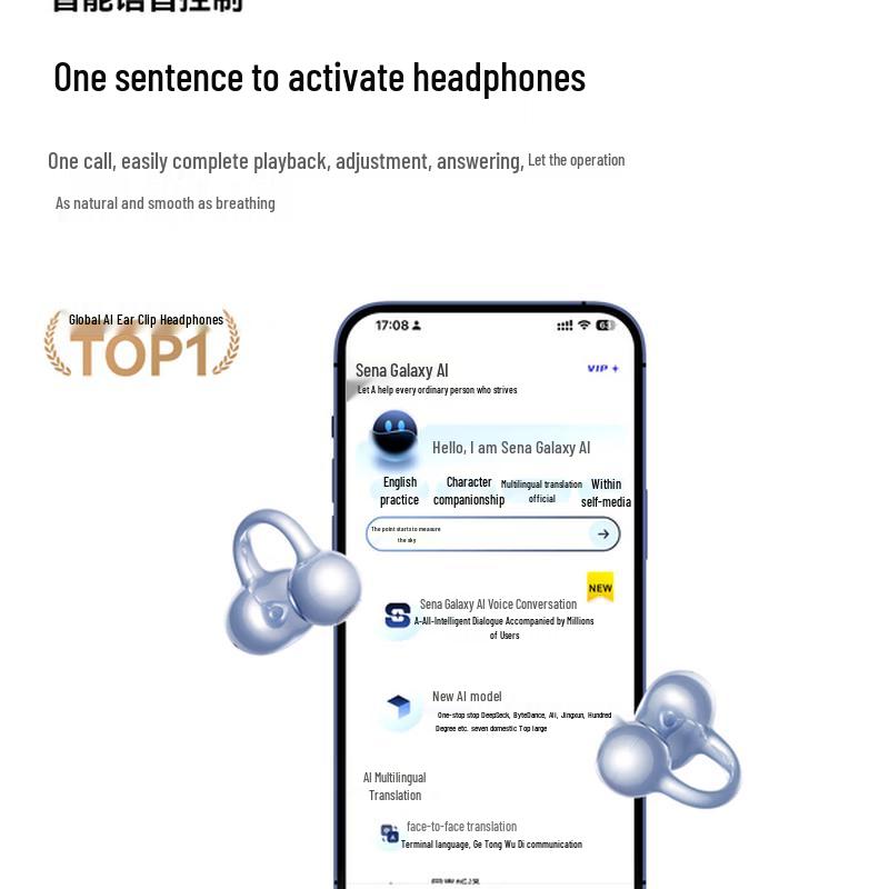 SANAG Open-Ear AI Translator Bluetooth Headset