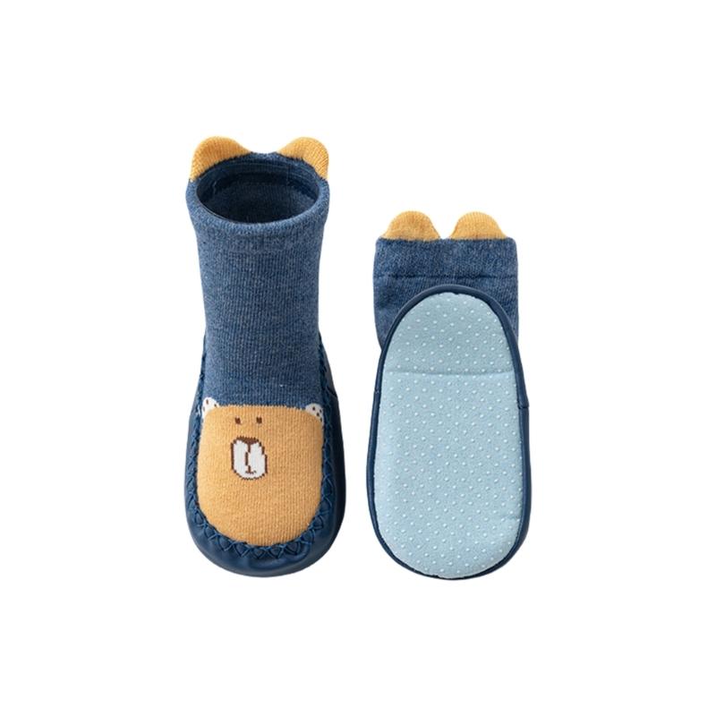 

Baby Anti Skid Cotton Ankle Socks With Cute Design Easy On Off Middle Calf Footwear For Toddler Boys Girls 0-2 Years 11 yards синий