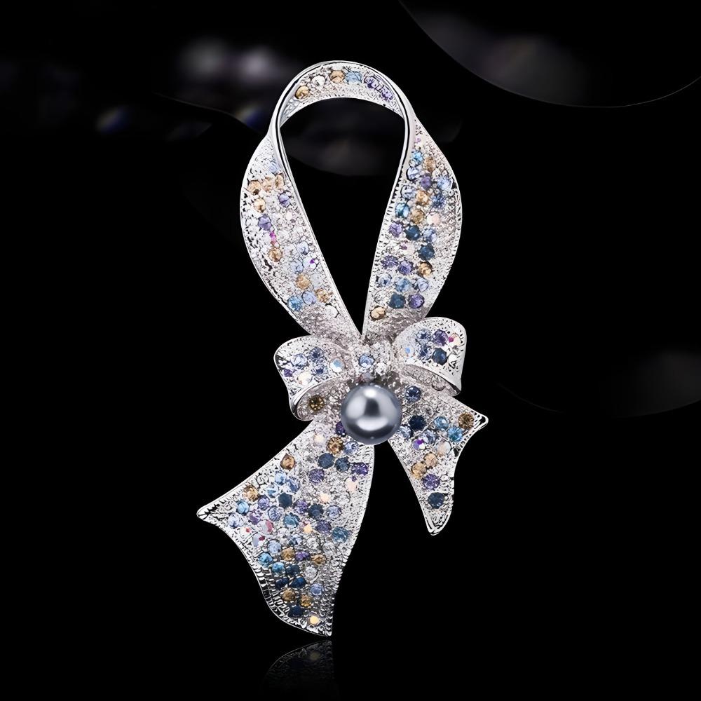 

Elegant Rhinestone Bow Brooch Pearl Sparkling Women Brooch Pins Crystal Jewelry Gifts Lapel Pins Hat Bag Suit Dress Accessories