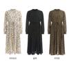 Shop   Women S Leopard waiStStrap Pleated Long Sleeve Maxi dreSS Ivory Cp Wdr 16