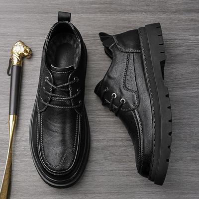 Herren Schuhe mit runder Spitze, höhenverstärkend, lässig, aus Leder für Herbst 2022 – Outdoor- & Business-Low-Tops