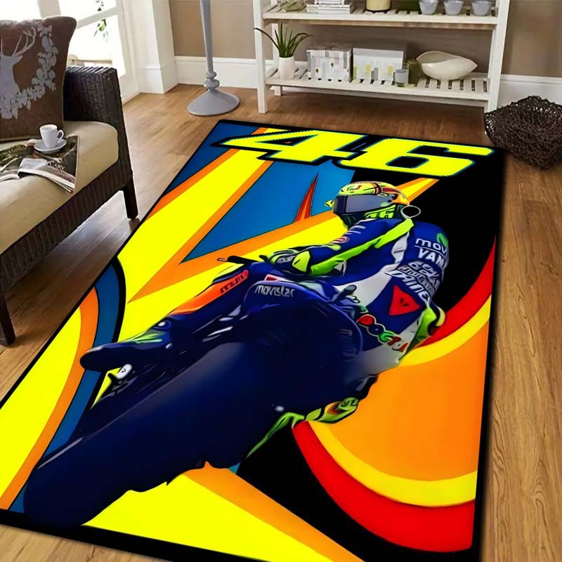 Tappeto in Flanella per Moto Racing Doctor Antiscivolo Lavabile Tappetino da Pavimento per Camera da Letto Soggiorno Decorazione per la Casa Con Classico 46 Racing