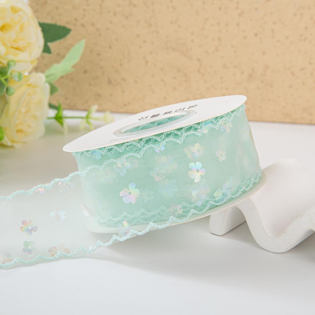 10yards/Roll Sequin Silk Ribbon Roll 4cm Satin Ribbon Organza Ribbons For Gift Wrapping Handmade Wedding Birthday Bow Diy Craft