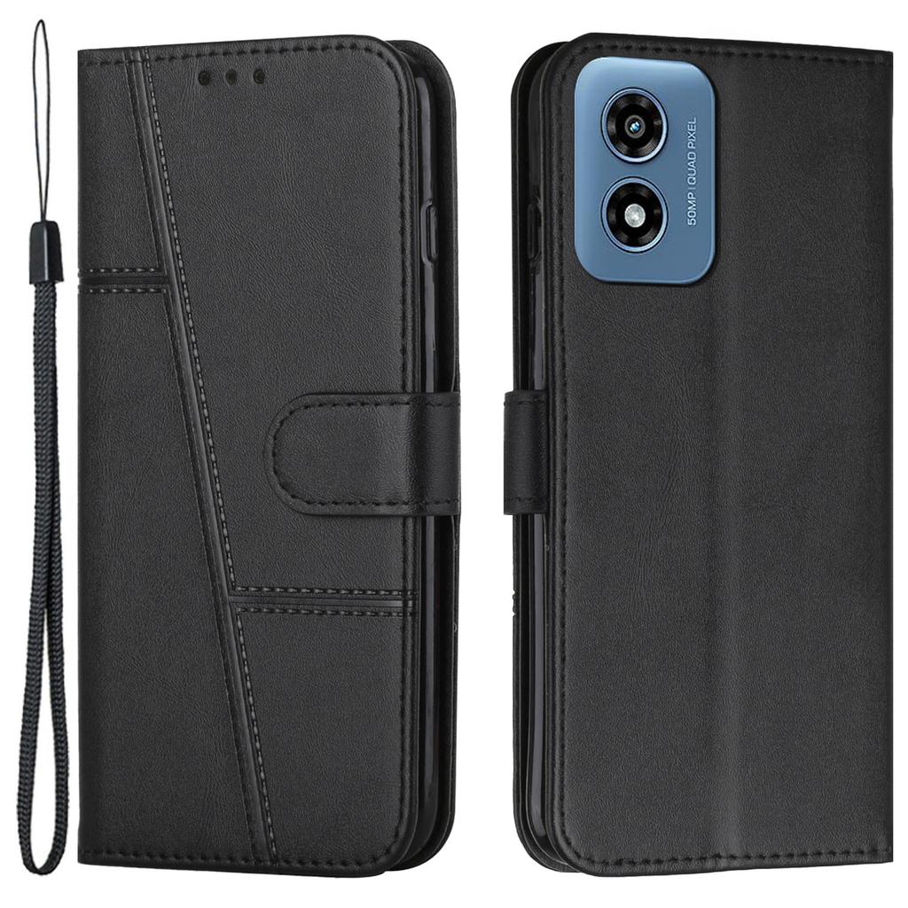 For Motorola Moto E14 4G/G04 4G/G04s 4G/G24 4G Case Wallet Calf Texture PU Leather Stand Phone Cover