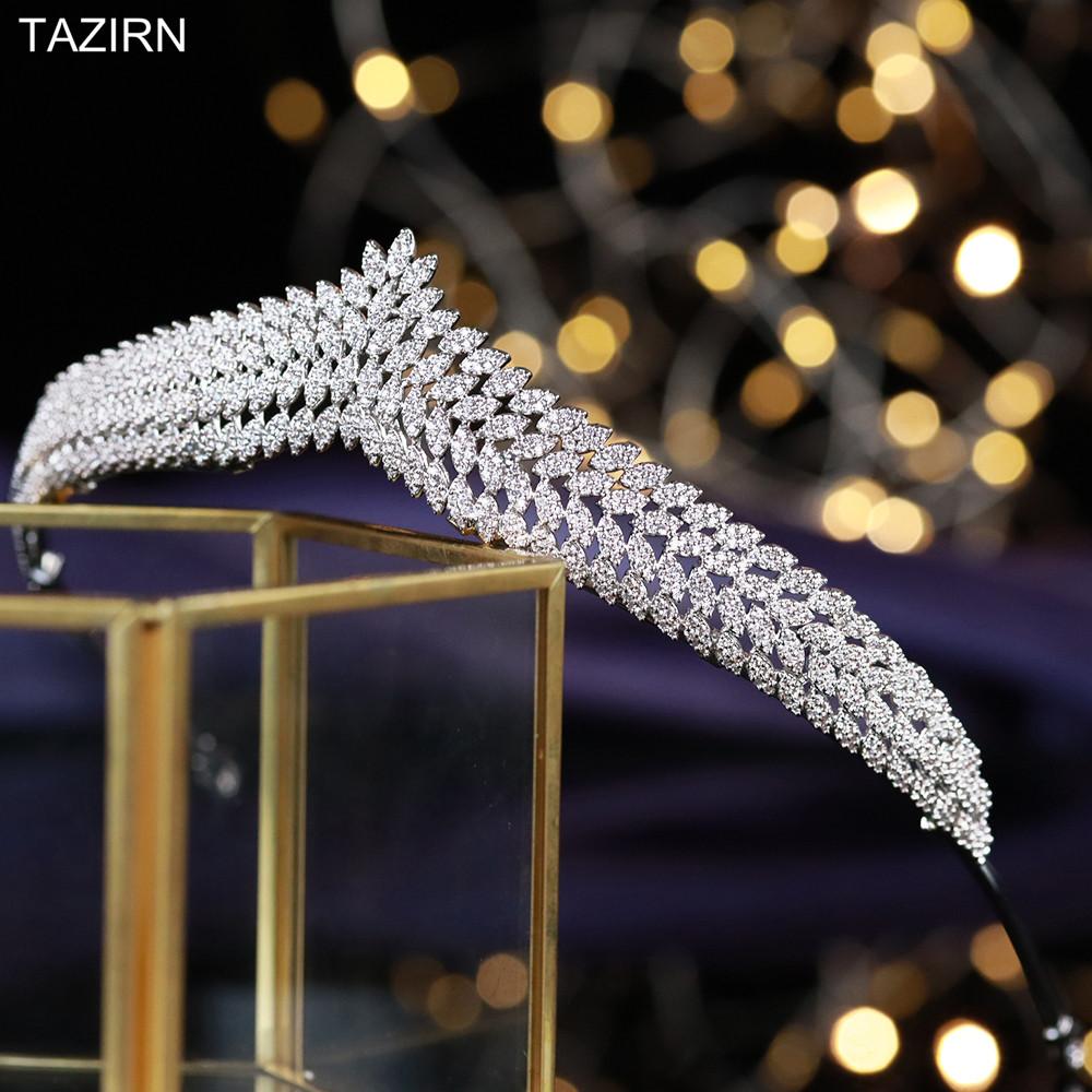 

TAZIRN свадебные короны для невесты циркониевая диадема арабские диадемы CZ головные уборы принцессы элегантные вечерние аксессуары для волос для женщин подарок