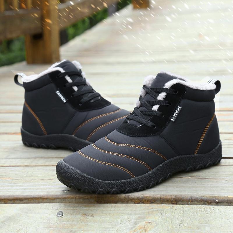 Men Snow Boots lace up Winter Ankle Boots for Men Warm Lace-up cotton Men Shoes Fashion Plush Winter Boots Fur Men Sneakers
