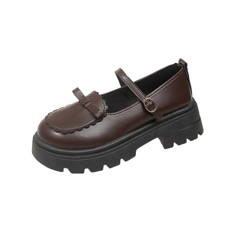 With skirt Mary Jane shoes women's 2025 autumn and winter new retro British style platform Lolita bow small leather shoes