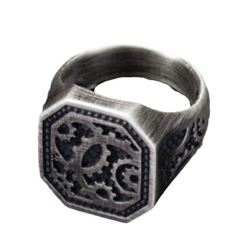 Adjustable Open Ring Men Women Vintage Gear Design Copper Plated Retro Stylish Statement Jewelry