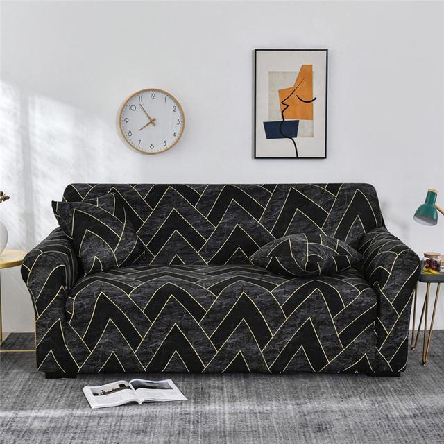 Geometrische große Sofabezüge für Wohnzimmer Ecke Chaiselongue Couch Schonbezüge elastische Sofaschutz Stuhl Sesselbezug 1 Stück