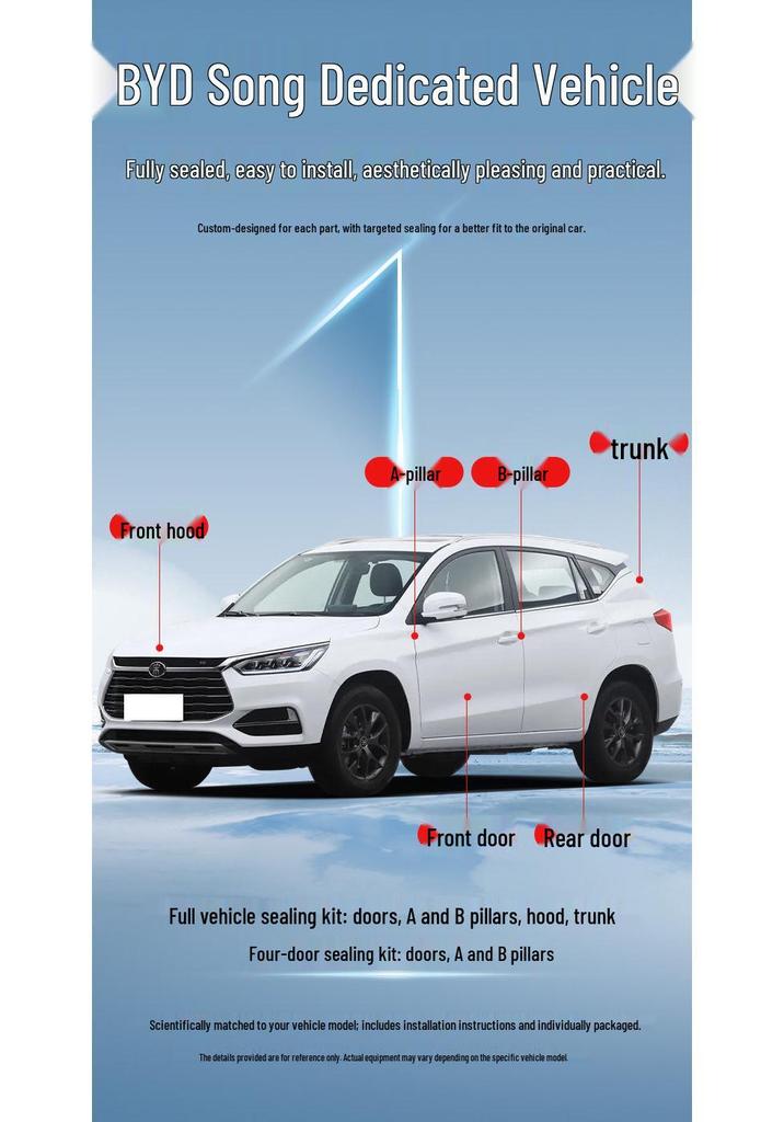 Soundproof & Dustproof Sealing Strip for BYD Song PLUS/PRO/MAX DMi Car Doors