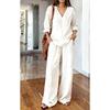 2026 Spring European and American Foreign Trade New Women's Fashion Casual Top Wide-Leg Long Pants Two-Piece Set