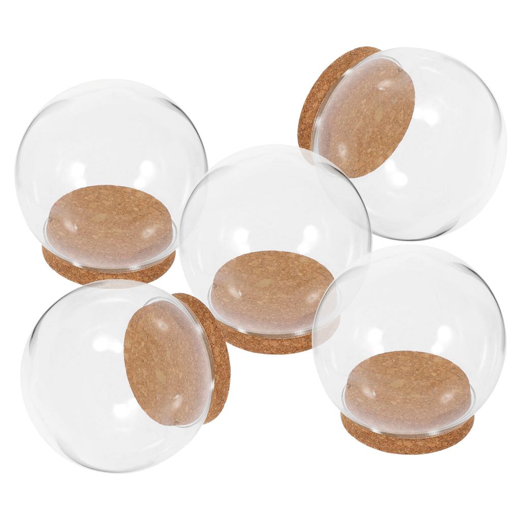 5 Pcs Preserved Flower Adornment Immortal Glass Hood Container Dome with Base Child Empty Water Globe Vase