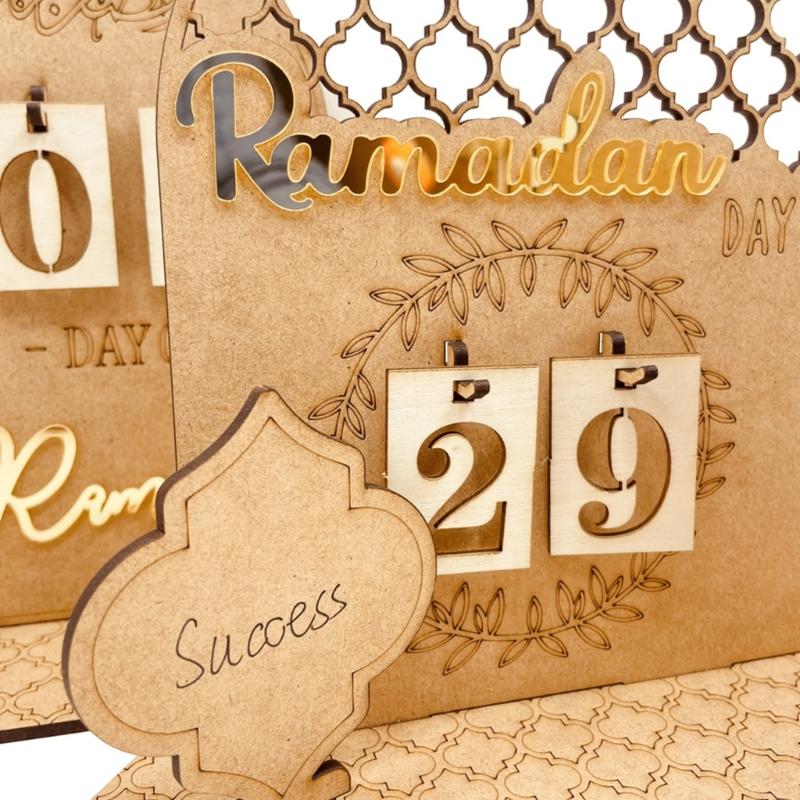 Eid Mubarak Ramadan Countdown Calendar Decorative Crafts Art Ornament for Holiday Festival Party Background