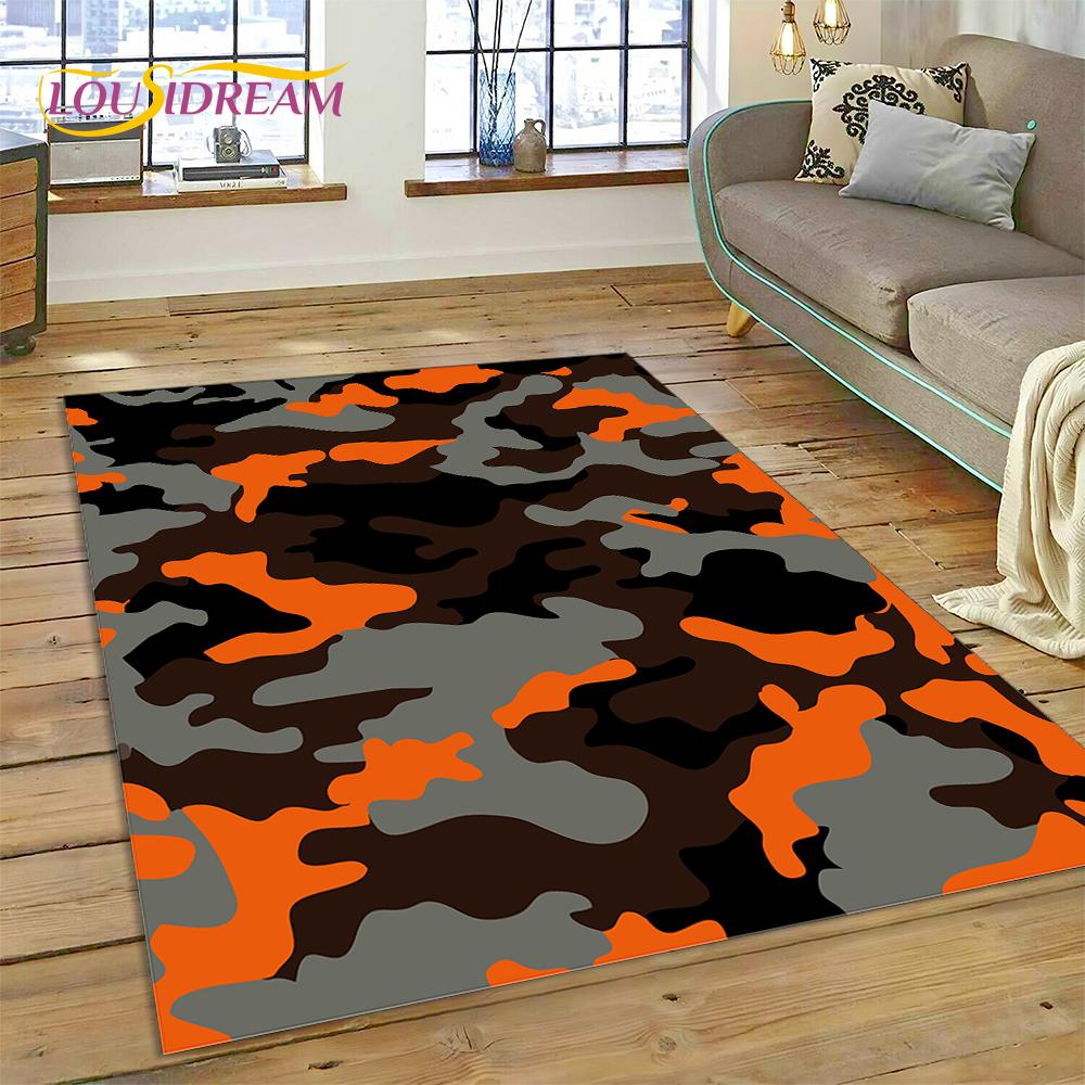 2025 Colorful Camo Green Camouflage Carpet Rug for Living Room Bedroom Home Sofa Decoration Play Area Rug Non-slip Floor Mat