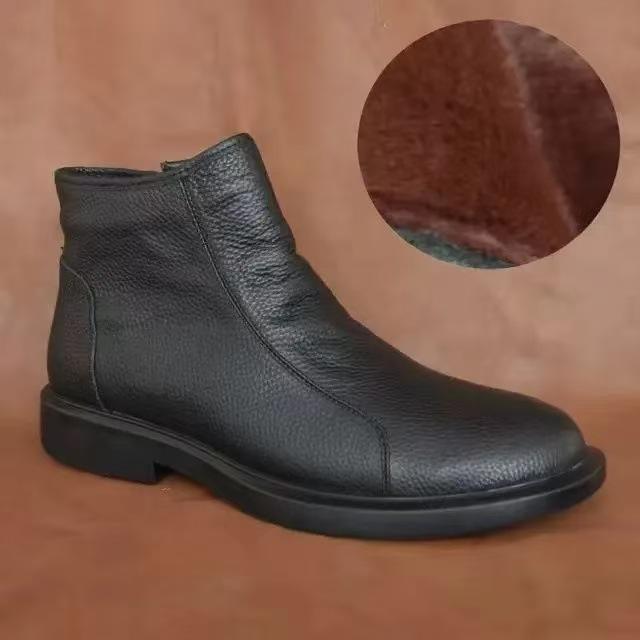 Men's shoes 2025 top layer cowhide high top men's shoes breathable casual single-layer leather shoes fashionable Cher boots