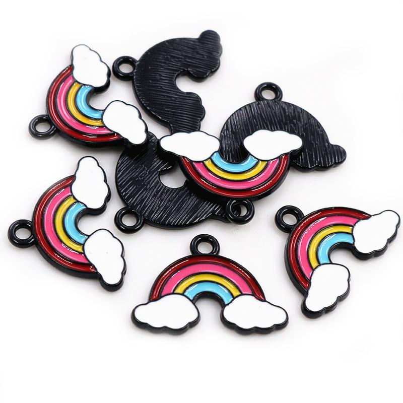 8pcs/lot Sunflower Rainbow Enamel Metal Charms Pendant for DIY Necklace Bracelet Jewelry Making Findings Supplies
