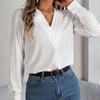Women Long Sleeve V Neck Blouse Chiffon Top Solid Color Tee Shirt Street Wear Ladies T Shirt