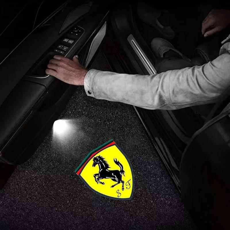 2PCS LED Car Door Welcome Light HD Projector Lamp For Ferrari 308 GT4 328 GTB GTS F355 360 Modena F430 458ltalia 488 Accessories