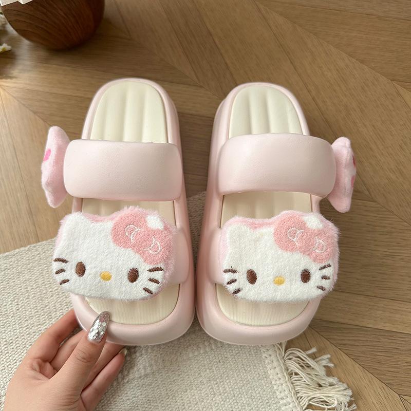 Cute cartoon doll slippers women's summer wear 2025 new thick-soled small sandals soft bottom one-word drag tide