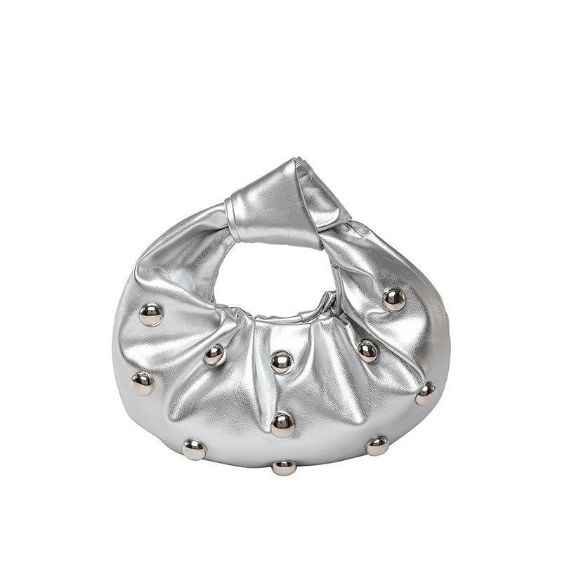 Internet celebrity armpit bag 2025 new Korean version fashion rivet shoulder bag women's versatile pearl hand carrying dumpling bag tide