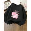 Kids Crewneck Sweatshirt, Pink Bear with Daisies & Letter PrintSpring Autumn Casual Sport Tops
