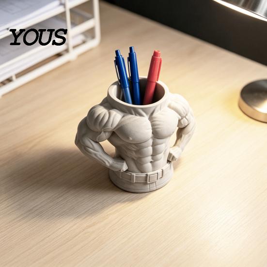 Eco-friendly Desk Decor 3D Printed Pen Holder, Bodybuilder Torso Shape, Muscular Fitness Macho Muscle Accessory Organizer, Creative Desktop