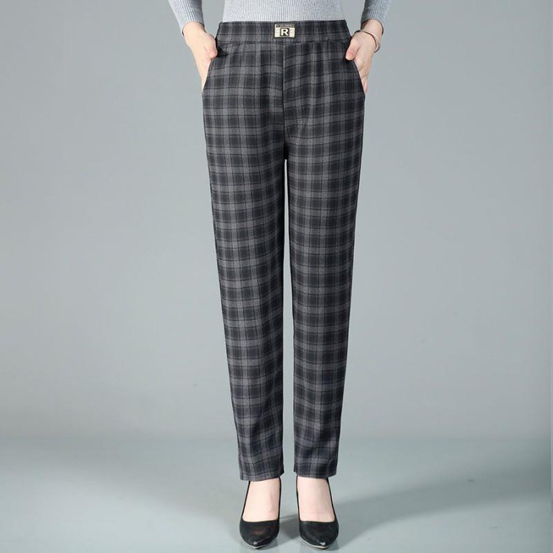 

Женские осенние брюки больших размеров в полоску с высокой посадкой, повседневные брюки с прямыми штанинами L