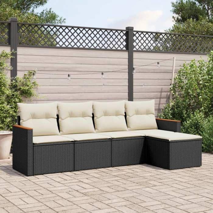 VidaXL Garden Lounge Set with Cushions 5 Pcs, Patio Sofas, Patio Furniture Set, Outdoor Furniture, Black 3258318