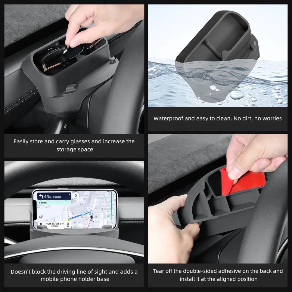 for Tesla Model Y Juniper/Launch 2025 Car Glasses Storage Box Car Mounted Sunglasses Organizer Storage Tray Interior Accessories