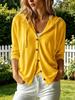 Women S Casual Loose Hooded Solid Color Long Sleeve Button Cardigan