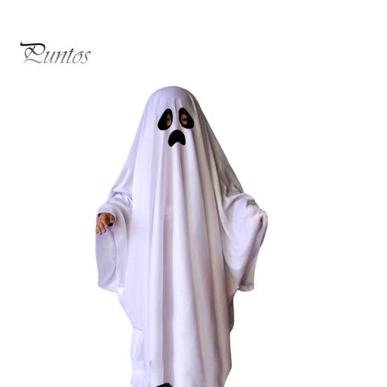 Costume Fantasma Per Bambini Con Secchio A Zucca - Mantello Bianco In Poliestere Per Halloween - Taglie S (3-4 Anni), M (4-6), L (7-9)