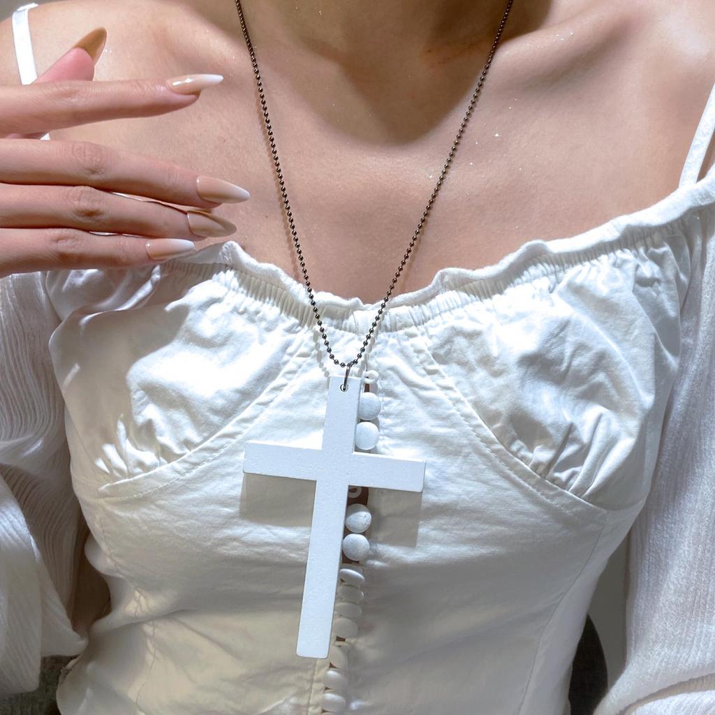 Women's Geometric Diamond Cross Necklace - European & American Punk Hip-Hop Style Choker
