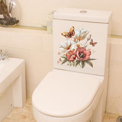 Schmetterling Blumen Badezimmer WC Wandaufkleber Selbstklebend Wasserdicht Abnehmbare Aufkleber Für Toilette WC Toilettendeckel Dekoration