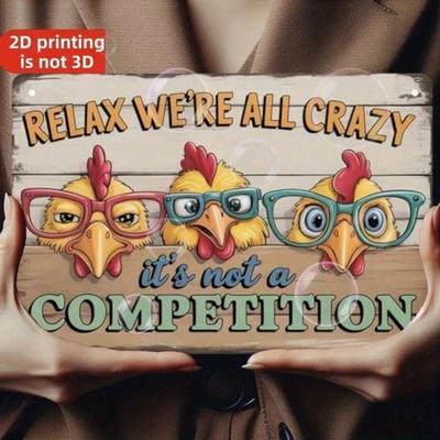 Funny Vintage Iron Rooster Wall Art 8x12 Inch, Retro Cartoon Chicken Metal Sign for Home Bar Cafe Farmhouse Kitchen Decor, Rusti
