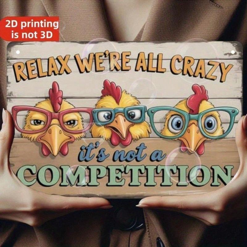 Funny Vintage Iron Rooster Wall Art 8x12 Inch, Retro Cartoon Chicken Metal Sign for Home Bar Cafe Farmhouse Kitchen Decor, Rusti