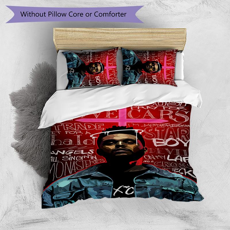The Weeknd Printed 3PCS Bedding Set Soft Breathable Duvet Cover Pillowcases Set Washable Bedroom Decor Home Gift