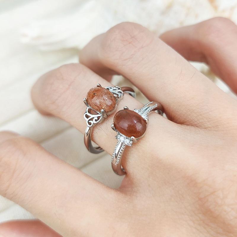 Adjustable Natural Crystal Tiger Eye Ring in Coffee Color