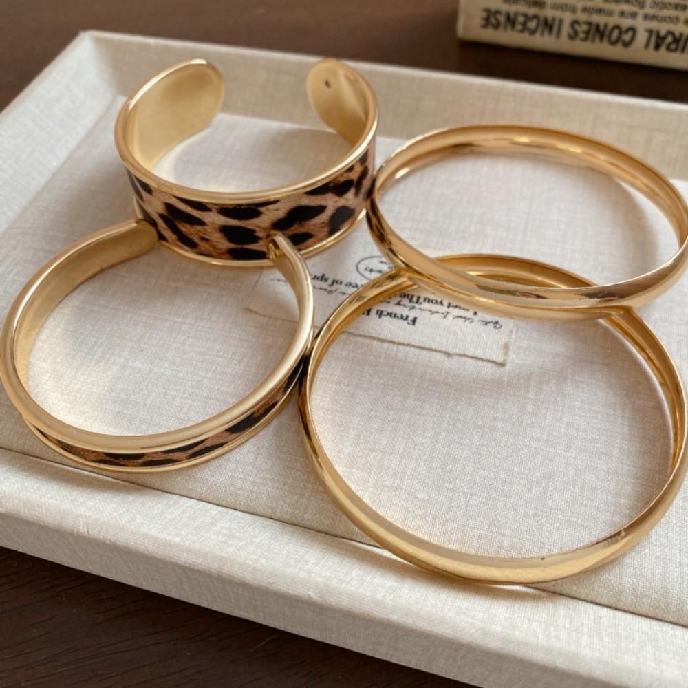 Metal Material Punk Style Jewelry Geometric Stackable Bracelets Open Hand Ring Set Fashion Jewelry D