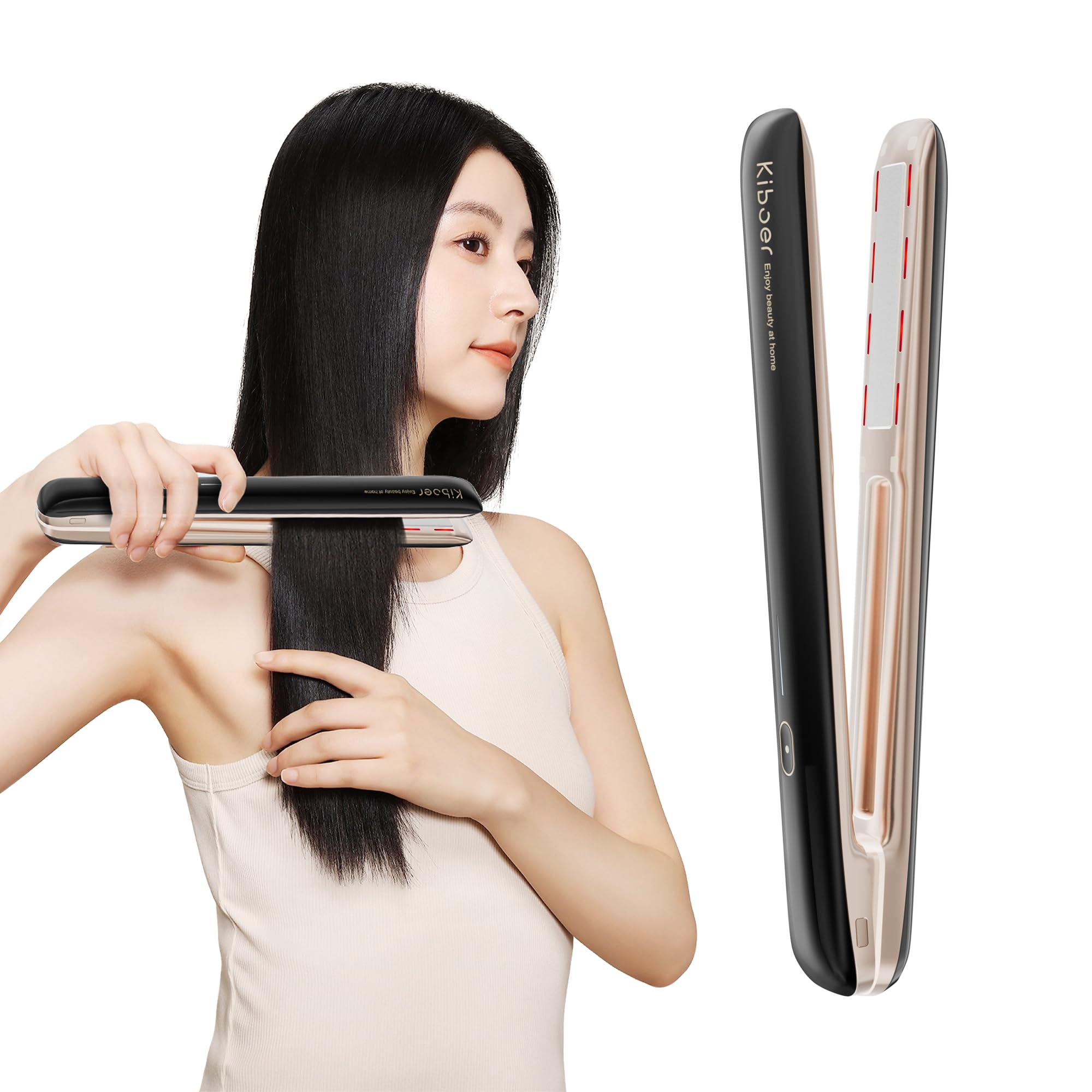 Kiboer Ultrasonic Treatment Hair Iron, Hair Care, Hair Quality Improvement, Deep Treatment, Treatment Introducer, Shiny Hair, 1MHz Ultrasonic, Far Inf