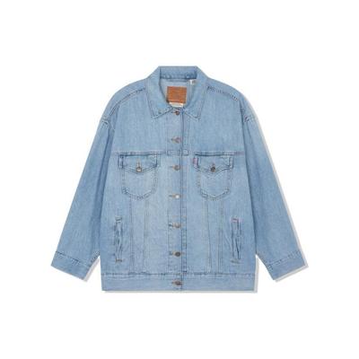 Levis Cool Series Μονόχρωμο Μπουφάν Τζιν Με Κολάρο Μονόκουμπωτό Γυναικεία μπουφάν Μπλε A1981-0000