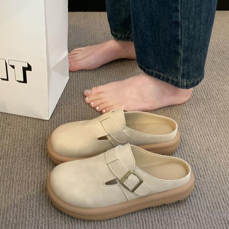 Shoes for Women Low Heel Woman Mules Slippers Round Toe Slides On Offer Easy Wears Summer Footwear 2025 Vip Price Sale Sandals