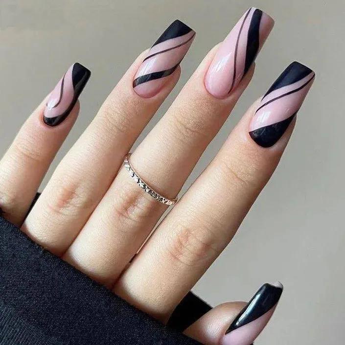 24Pcs Love Ballerina Press On Nails Set Full Cover Artificial Fake Nails Professional Adhesive Free False Nail Art