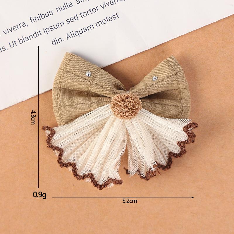 Milk Coffee Bow-Tie Bunny Ear Fabric Patch for DIY Children's Clothing Accessories