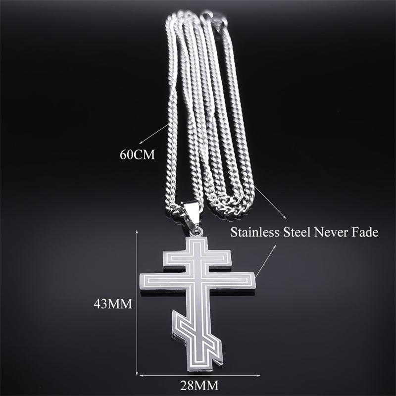 Hip Hop Acero Inoxidable Cruz Ortodoxa Collar Fe Cristo Amuleto Colgante Collares Clásico Religioso Joyería al por Mayor Regalos