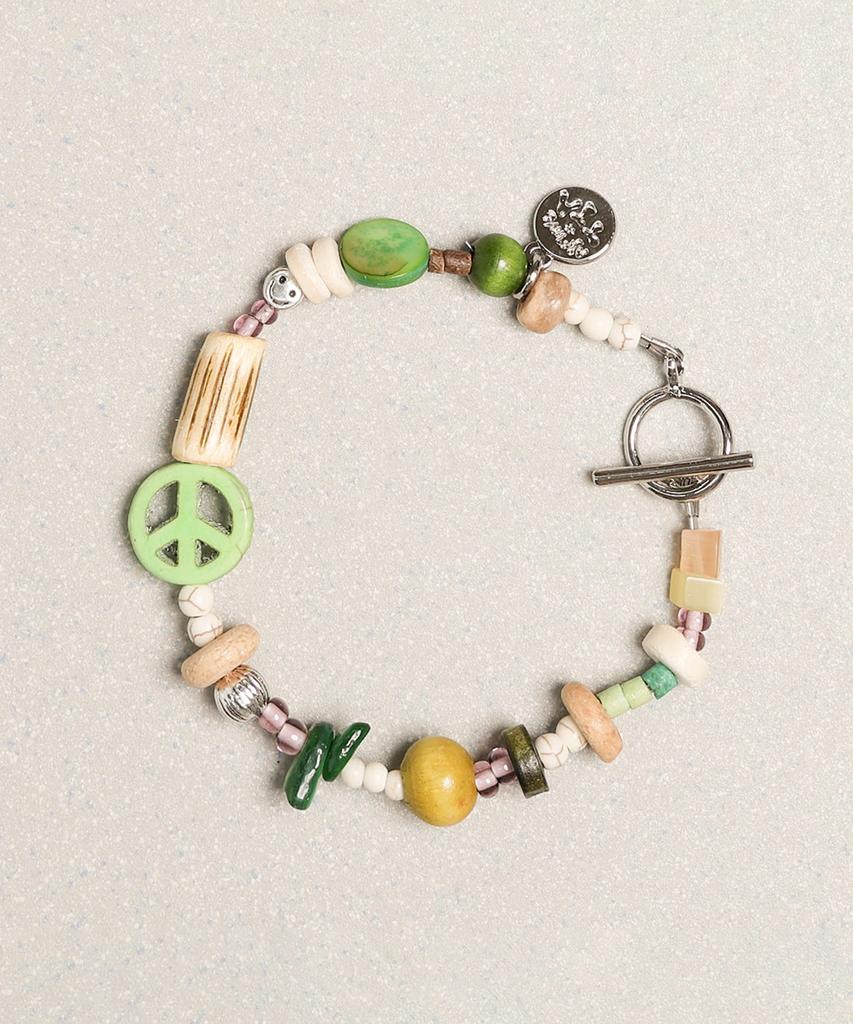 Towtow Archive Peace Mark Symbol Bracelet Leaf Green