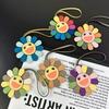 Colorful smiley face flower rainbow sunflower pendant fashion contrasting color leather platinum bag pendant accessories